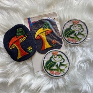 Vintage Embroidered Frog &Mushroom Iron on patches